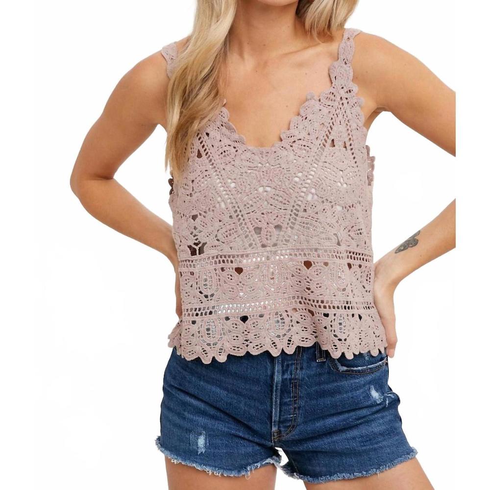 NEW BLUIVY crochet cami top in mushroom